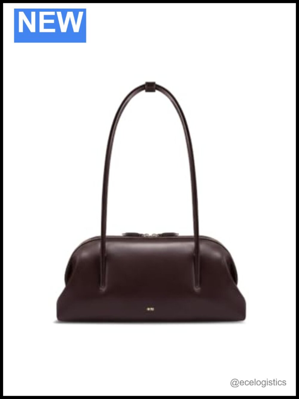 Vegan Leather Baguette Shoulder Bag with Zipper, Fits iPhone 16 Pro Max